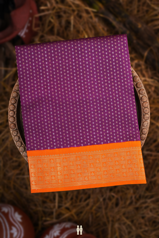 Zari Buttis Grape Purple Kanchipuram Pavadai Sattai Material