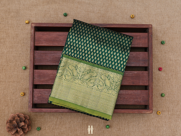 Zari Buttis Green Kanchipuram Pavadai Sattai Material