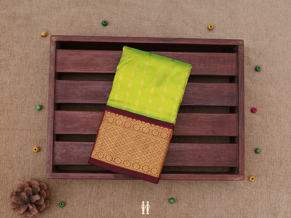 Zari Buttis Lime Green Kanchipuram Pavadai Sattai Material