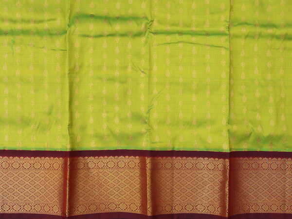 Zari Buttis Lime Green Kanchipuram Pavadai Sattai Material