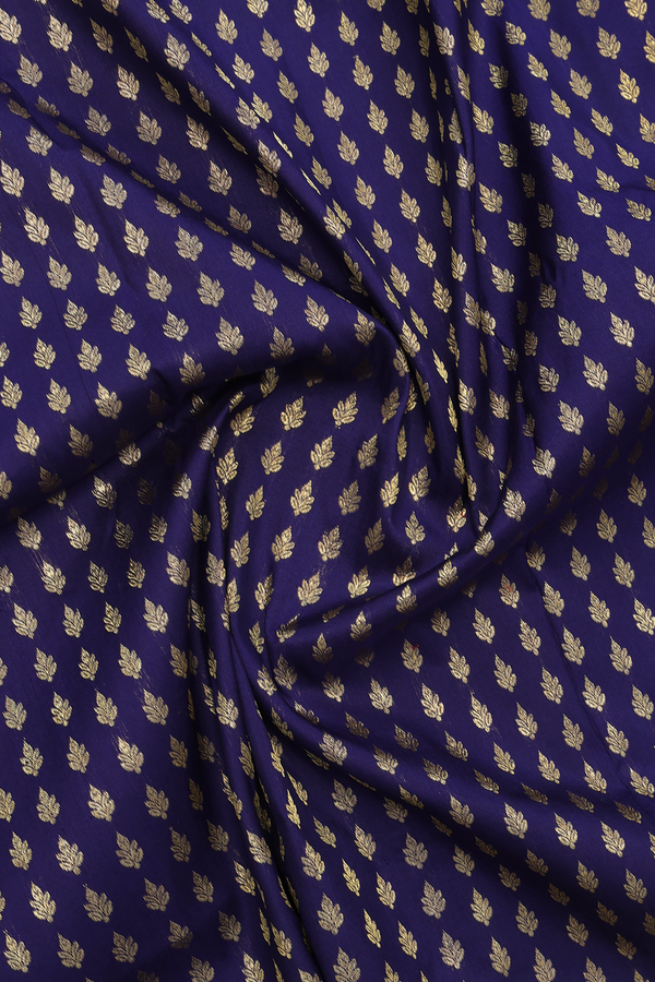 Zari Buttis Navy Blue Kanchipuram Pavadai Sattai Material