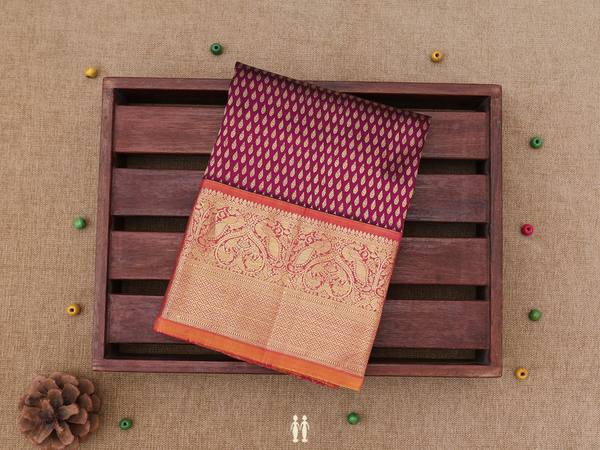 Zari Buttis Plum Purple Kanchipuram Pavadai Sattai Material