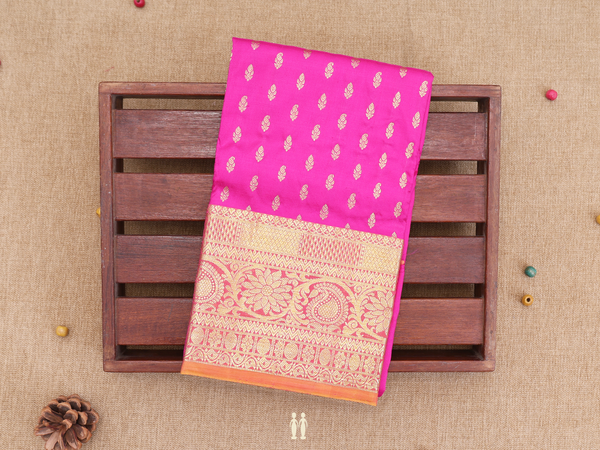 Zari Buttis Rani Pink Kanchipuram Pavadai Sattai Material