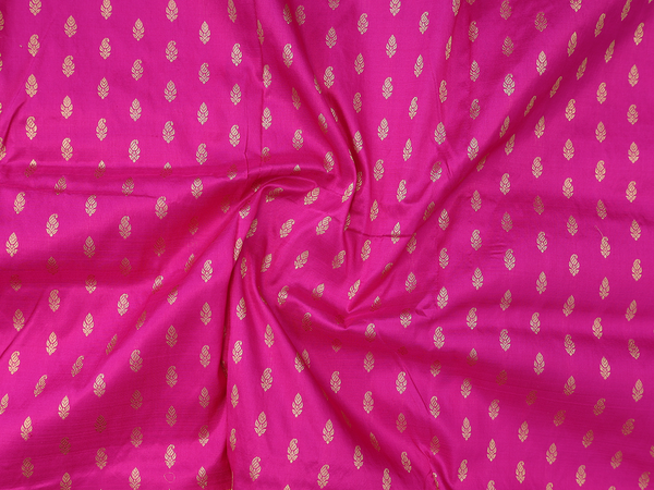 Zari Buttis Rani Pink Kanchipuram Pavadai Sattai Material