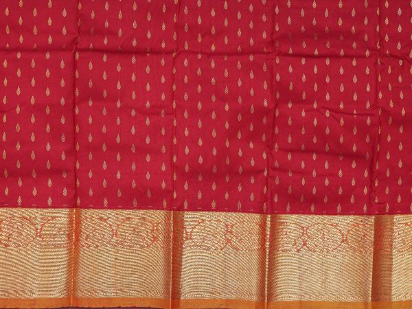 Zari Buttis Ruby Red Kanchipuram Pavadai Sattai Material