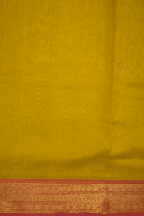 Zari Buttis Sunflower Yellow Traditional Silk Cotton Saree