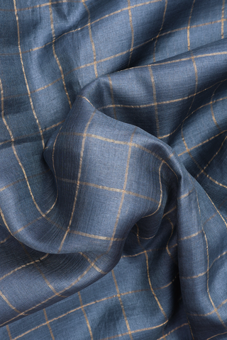 Zari Checked Design Aegean Blue Tussar Silk Saree