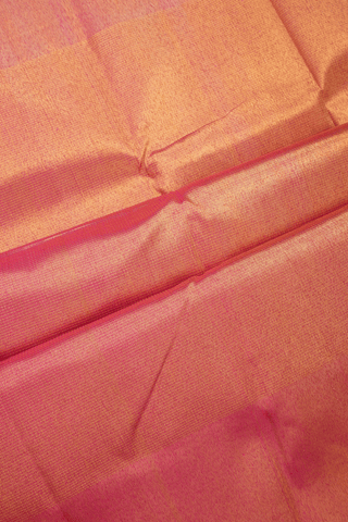 Zari Checked Design Coral Pink Kanchipuram Silk Saree