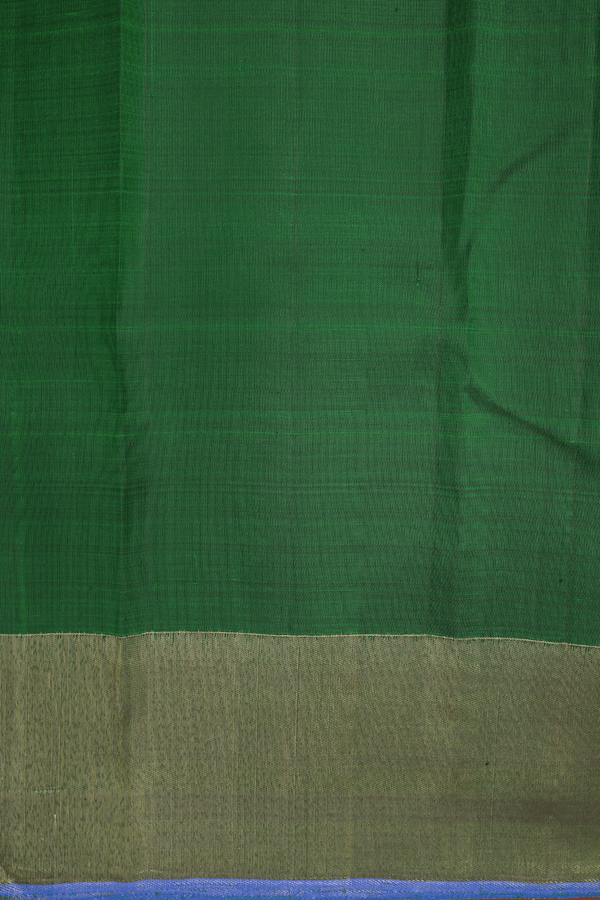 Zari Checked Design Dark Green Kanchipuram Silk Saree