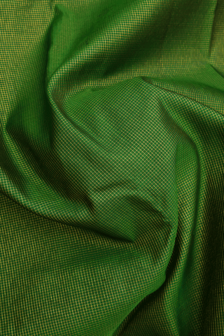 Zari Checked Design Emerald Green Kanchipuram Silk Saree