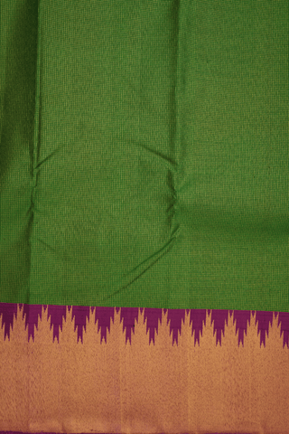 Zari Checked Design Emerald Green Kanchipuram Silk Saree