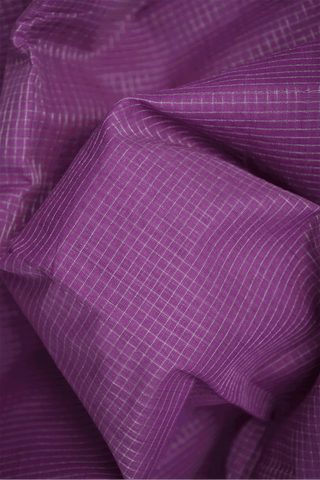 Zari Checked Design Grape Purple Mangalagiri Cotton Saree