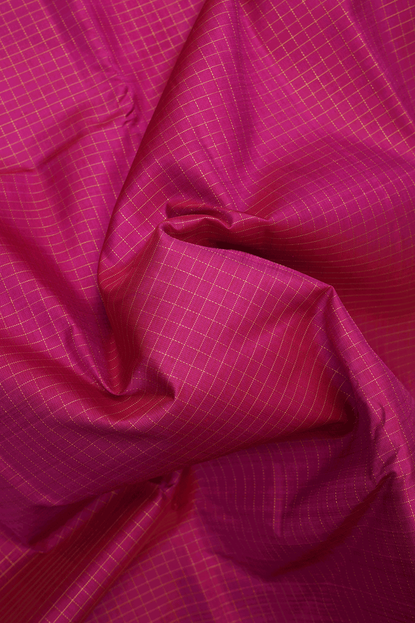 Zari Checked Design Magenta Kanchipuram Silk Saree