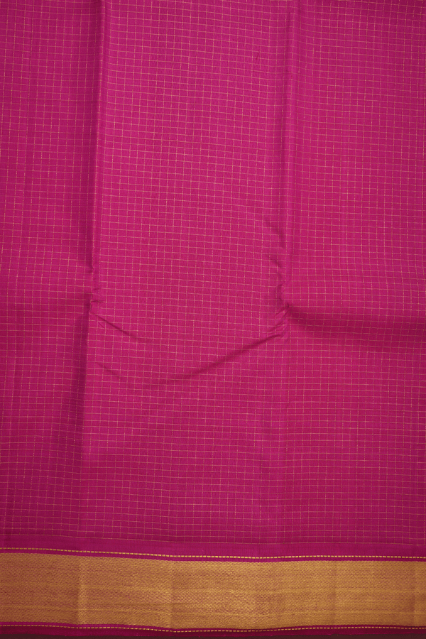 Zari Checked Design Magenta Kanchipuram Silk Saree