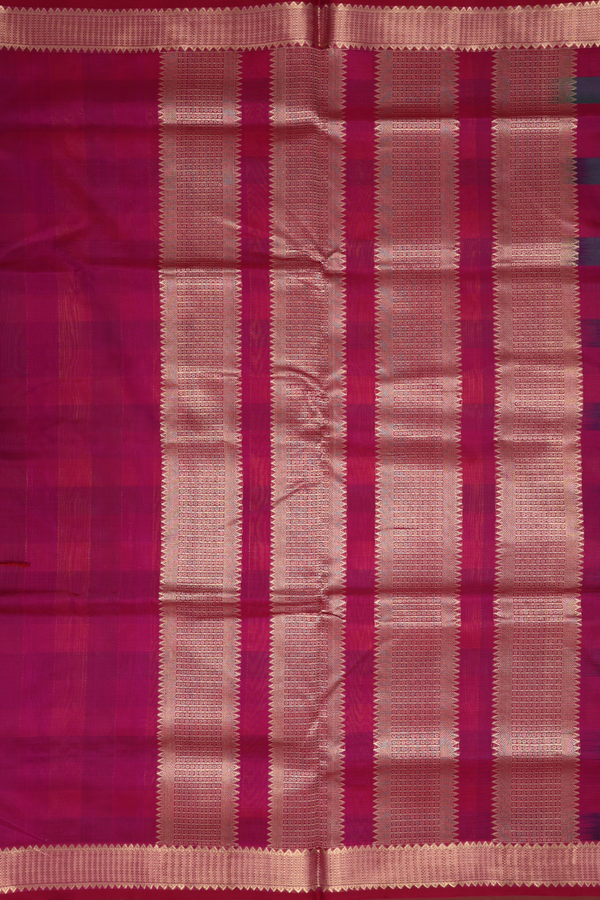 Zari Checked Design Multicolor Nine Yards Silk Cotton Saree