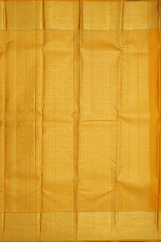 Zari Checked Design Mustard Yellow Kanchipuram Silk Saree