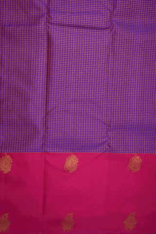 Zari Checked Design Purple Rose Kanchipuram Silk Saree