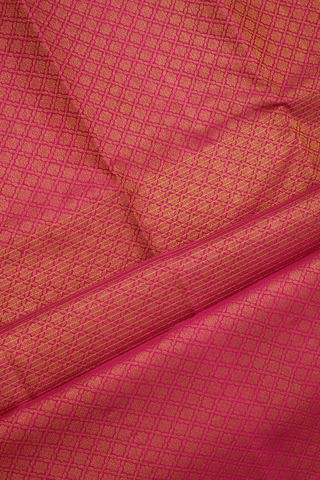 Zari Checked Design Purple Rose Kanchipuram Silk Saree