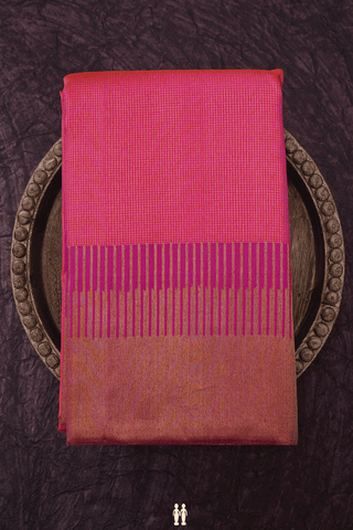 Zari Checked Design Rani Pink Kanchipuram Silk Saree