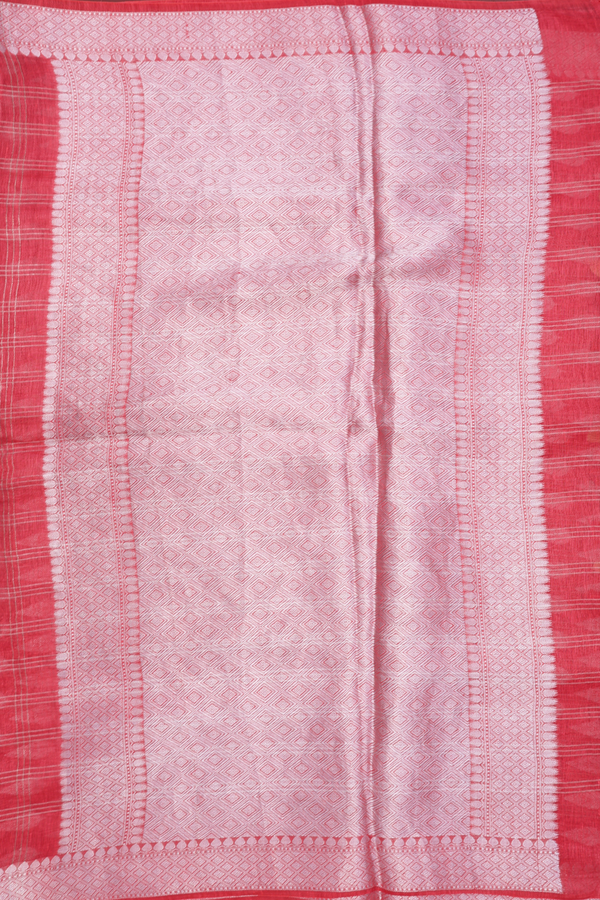 Zari Checked Design Ruby Red Linen Saree