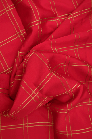 Zari Checked Design Scarlet Red Mysore Silk Saree