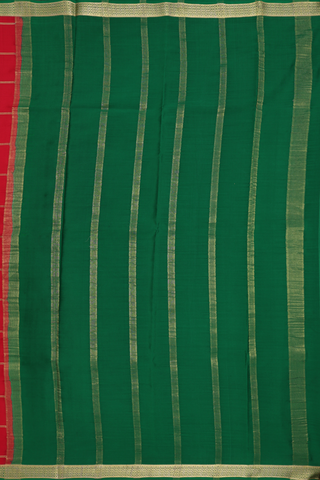 Zari Checked Design Scarlet Red Mysore Silk Saree