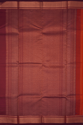 Zari Checked Design Spiced Orange Kanchipuram Silk Saree