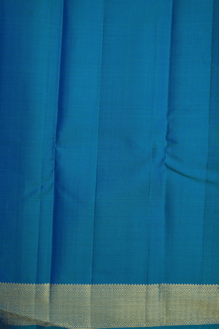 Zari Checked Design Teal Blue Kanchipuram Silk Saree