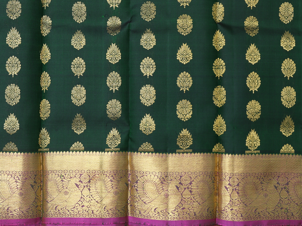 Zari Buttas Forest Green Pavadai Sattai Material