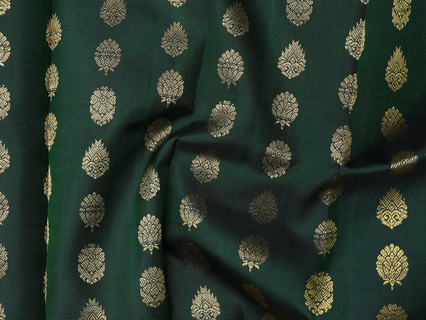 Zari Buttas Forest Green Pavadai Sattai Material