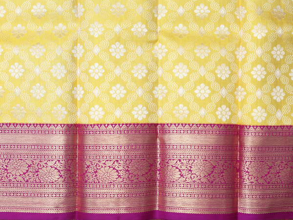 Diamond Design Yellow Kanchipuram Pavadai Sattai Material