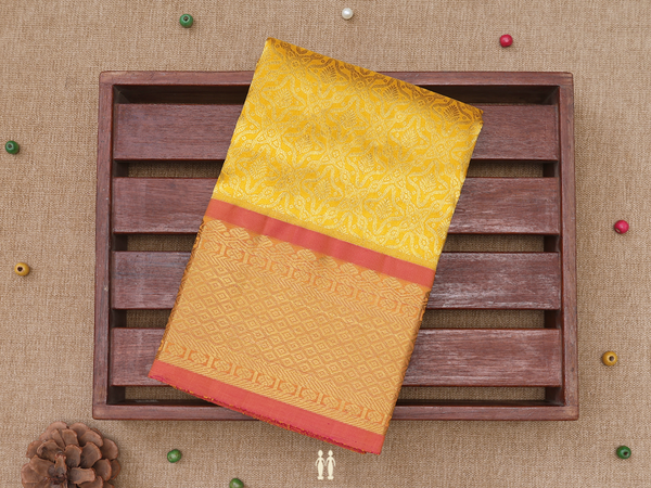 Brocade Design Yellow Kanchipuram Silk Pavadai Sattai Material