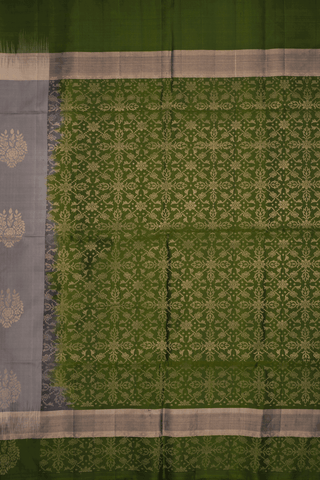 Floral Zari Motifs Taupe Grey Soft Silk Saree