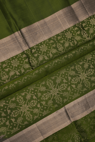 Floral Zari Motifs Taupe Grey Soft Silk Saree