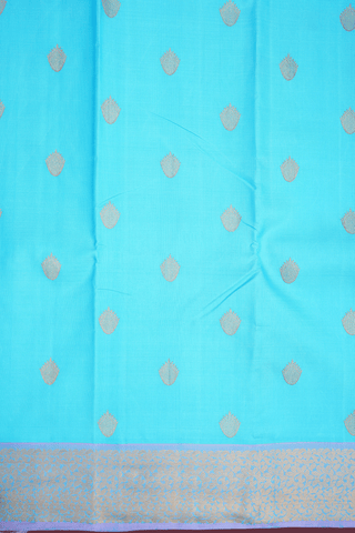 Zari Motifs Light Blue Kanchipuram Silk Saree