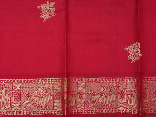 Zari Motifs Orange Kanchipuram Silk Pavadai Sattai Material