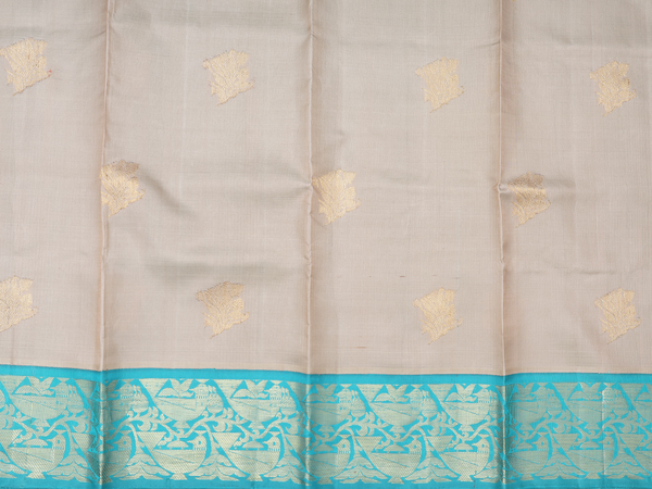 Zari Motifs Pastel Brown Kanchipuram Pavadai Sattai Material