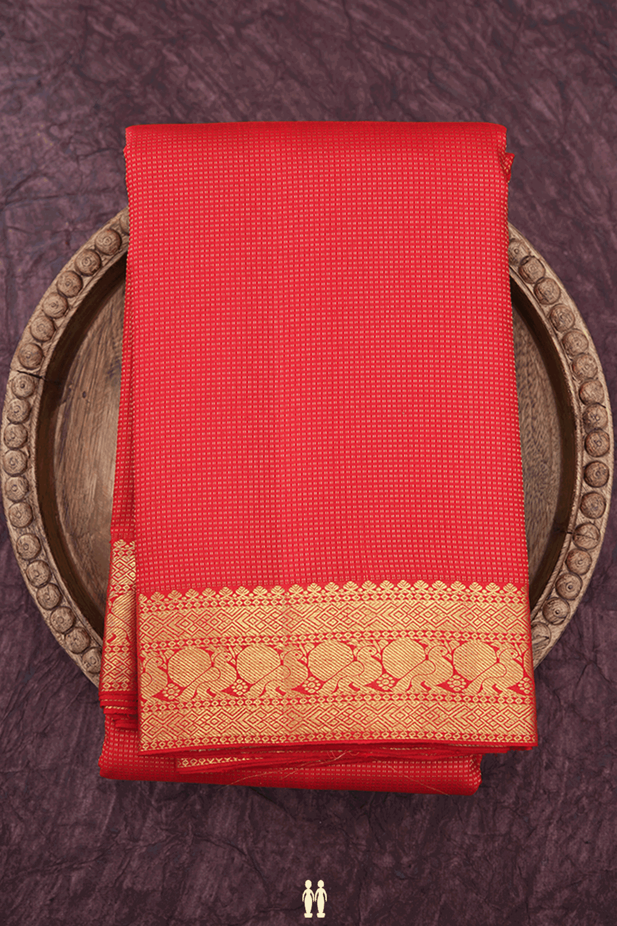 Zari Striped Design Chilli Red Kanchipuram Silk Saree