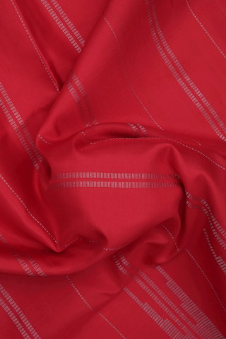 Zari Striped Design Chilli Red Soft Silk Saree