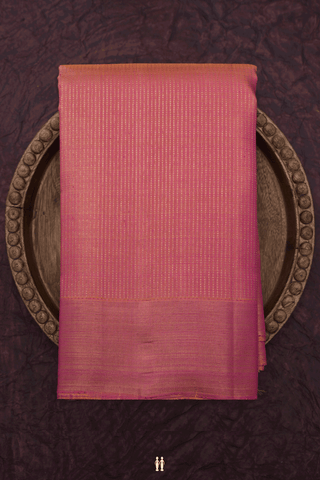 Zari Striped Design Coral Pink Kanchipuram Silk Saree