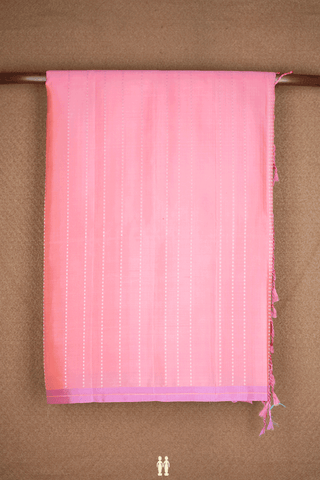 Zari Striped Design Coral Pink Soft Silk Saree