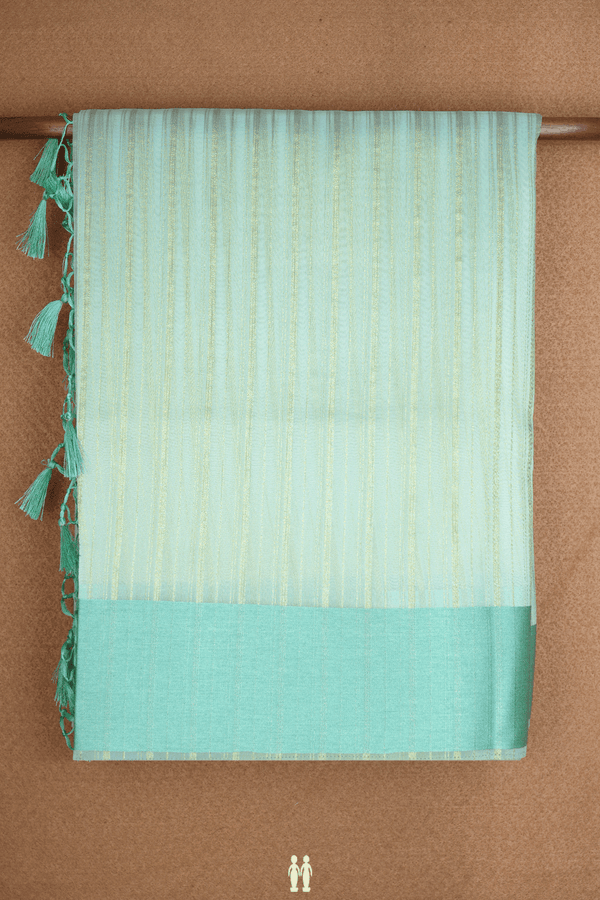 Zari Striped Design Pastel Green Semi Tussar Silk Saree