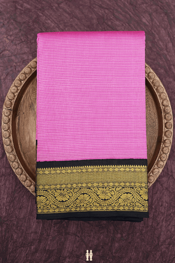 Zari Striped Design Pink Kanchipuram Silk Saree
