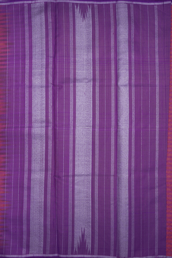 Zari Striped Design Red And Magenta Kanchipuram Silk Saree