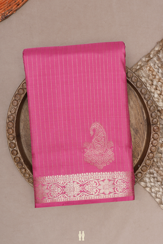 Zari Striped Design Rose Pink Kanchipuram Silk Saree
