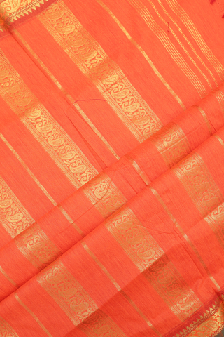 Zari Striped Design Rose Red Kalyani Cotton Saree