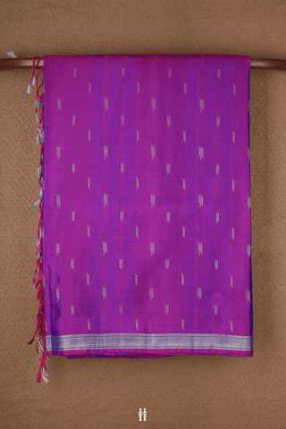 Zari Stripes Buttas Purple Rose Soft Silk Saree