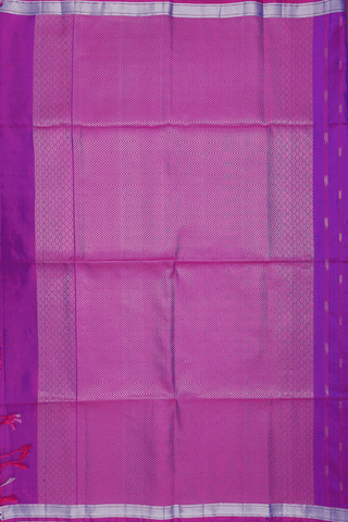 Zari Stripes Buttas Purple Rose Soft Silk Saree