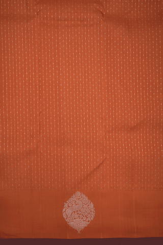 Zari Stripes Design Copper Orange Kanchipuram Silk Saree