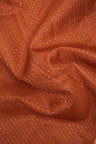 Zari Stripes Design Copper Orange Kanchipuram Silk Saree